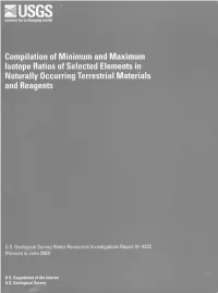 Compilation of Minimum and Maximum Isotope Ratios of Selected Elements in Naturally Occurring Terrestrial Materials and Reagents by T