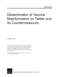 Dissemination of Vaccine Misinformation on Twitter and Its Countermeasures