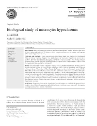 Etiological Study of Microcytic Hypochromic Anemia Kafle S1, Lakhey M2