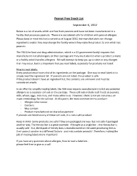 Peanut Free Snack List September 6, 2012