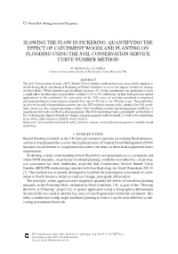 Slowing the Flow in Pickering: Quantifying the Effect of Catchment Woodland Planting on Flooding Using the Soil Conservation Service Curve Number Method