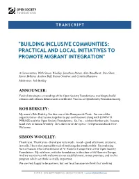 Building Inclusive Communities: Practical and Local Initiatives to Promote Migrant Integration"