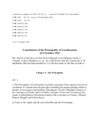 Constitution of the Principality of Liechtenstein of 5 October 1921
