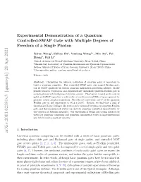 Experimental Demonstration of a Quantum Controlled-SWAP Gate with Multiple Degrees of Freedom of a Single Photon