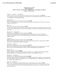 IMPACT EVENTS: MODELING, EXPERIMENTS, and OBSERVATIONS III 6:30 P.M