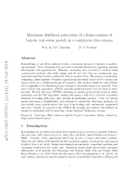 Maximum Likelihood Estimation of a Finite Mixture of Logistic Regression