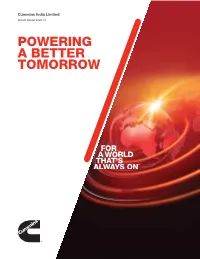 Powering a Better Tomorrow Table of Contents