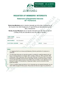 REGISTER of MEMBERS' INTERESTS Statement Of