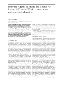 Software Agents in Music and Sound Art Research/Creative Work: Current State and a Possible Direction