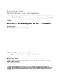 Melanchthon's Understanding of the Will in the Loci Communes