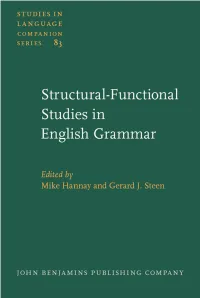 Structural-Functional Studies in English Grammar