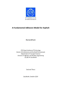 A Fundamental Adhesion Model for Asphalt
