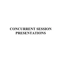 Concurrent Session Presentations (Pdf)