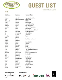 GUEST LIST the Shard | 12 March A-B