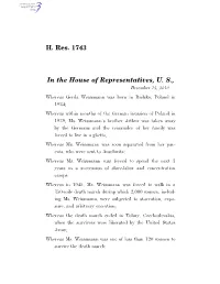H. Res. 1743 in the House of Representatives, U