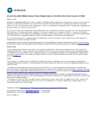 Internet Has 366.3 Million Domain Name Registrations at the End of the Fourth Quarter of 2020