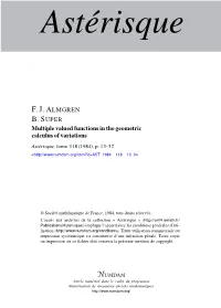 Multiple Valued Functions in the Geometric Calculus of Variations Astérisque, Tome 118 (1984), P