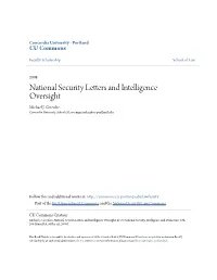 National Security Letters and Intelligence Oversight Michael J