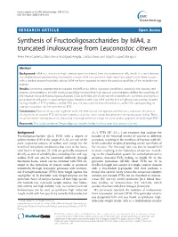 Synthesis of Fructooligosaccharides by Isla4, a Truncated Inulosucrase