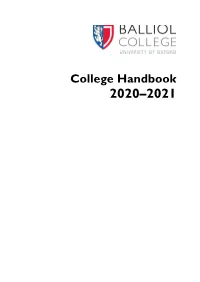 Balliol College Handbook 2020–2021