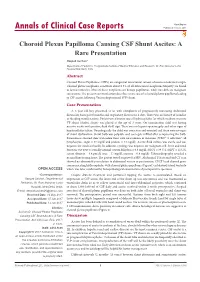 Choroid Plexus Papilloma Causing CSF Shunt Ascites: a Rare Presentation