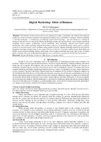 Digital Marketing– Elixir of Business