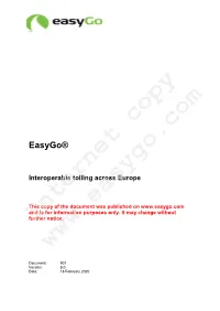 Easygo® Interoperable Tolling Across Europe