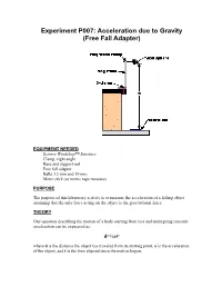 Experiment P007: Acceleration Due to Gravity (Free Fall Adapter)