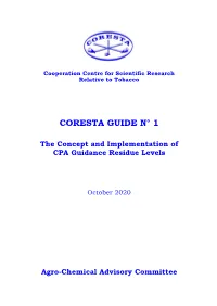 Guide No. 1 – October 2020 2/12 the CONCEPT and IMPLEMENTATION of CPA GUIDANCE RESIDUE LEVELS