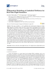 Mathematical Modelling of Gimballed Tilt-Rotors for Real-Time Flight Simulation
