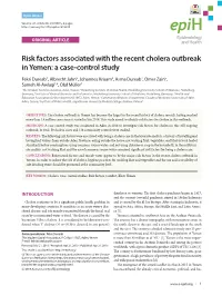 Risk Factors Associated with the Recent Cholera Outbreak in Yemen: a Case-Control Study