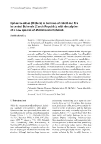 Sphaeroceridae (Diptera) in Burrows of Rabbit and Fox in Central Bohemia (Czech Republic), with Description of a New Species of Minilimosina Roháèek