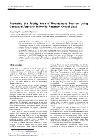 Assessing the Priority Area of Mountainous Tourism Using Geospatial Approach in Kendal Regency, Central Java