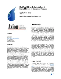 Modified FID for Determination of Underivatized Formaldehyde by GC