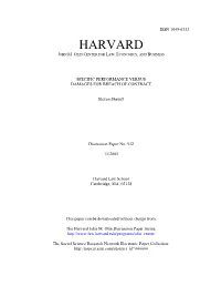 Specific Performance Versus Damages for Breach of Contract