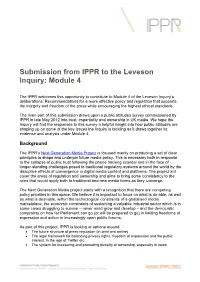 Submission from IPPR to the Leveson Inquiry: Module 4
