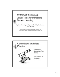 SYSTEMS THINKING: Visual Tools for Increasing Student Learning