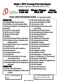 2020 1RPH PROGRAM GUIDE at 1 November 2020 SUNDAY AM