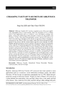 Choosing T-Out-Of-N Secrets by Oblivious Transfer