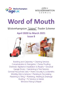 Wolverhampton “Listed” Trader Scheme April 2020 to March 2021 Issue 8