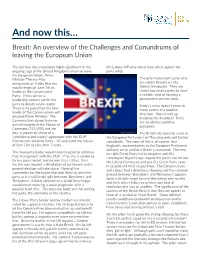 And Now This… Brexit: an Overview of the Challenges and Conundrums of Leaving the European Union