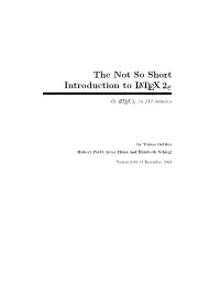 The Not So Short Introduction to Latex2ε