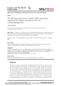The UN Security Council and EU CSDP Operations: Exploring EU Military Operations from an Outside Perspective