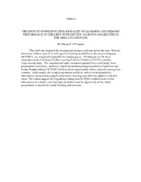 Abstract the EFFECTS of PRESENTATION MODALITY ON
