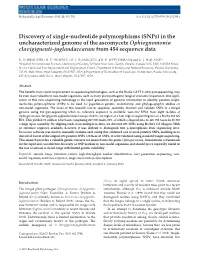 Discovery of Single-Nucleotide Polymorphisms (Snps) in the Uncharacterized Genome of the Ascomycete Ophiognomonia Clavigignenti-Juglandacearum from 454 Sequence Data