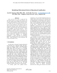Identifying Motivational Styles in Educational Gamification