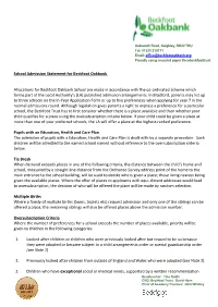 Beckfoot Oakbank School Are Made in Accordance with the Co-Ordinated Scheme Which Forms Part of the Local Authority’S (LA) Published Admission Arrangements