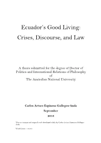 Ecuador's Good Living: Crises, Discourse, And