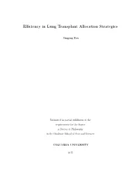 Efficiency in Lung Transplant Allocation Strategies