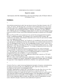 Report for Austria– Questionnaire Related the Administration Control